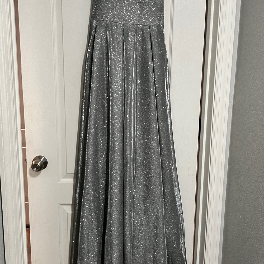 Elegant Silver Glitter Gown